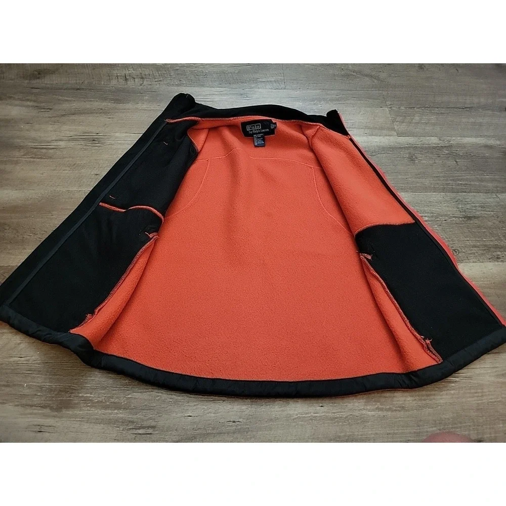 Polo Ralph‎ Lauren Men's Vintage Orange Fleece Full-Zip Vest Small Sleeveless